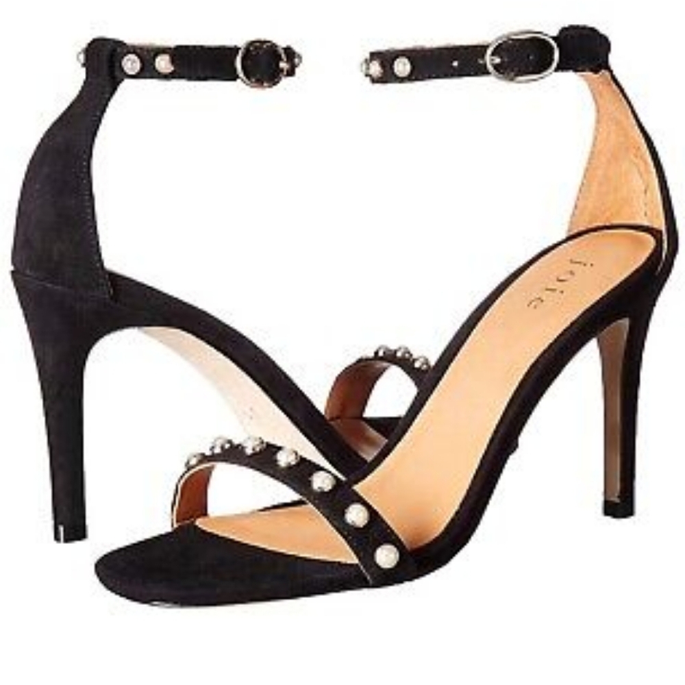 Joie Alana Pearl Studded Black Suede Strappy High Heels In 40 (9)